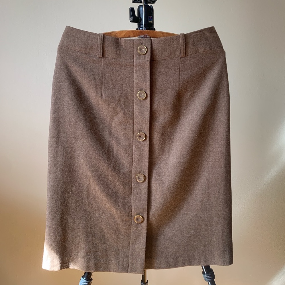 Laura Ashley Tan Brown Wool Skirt
